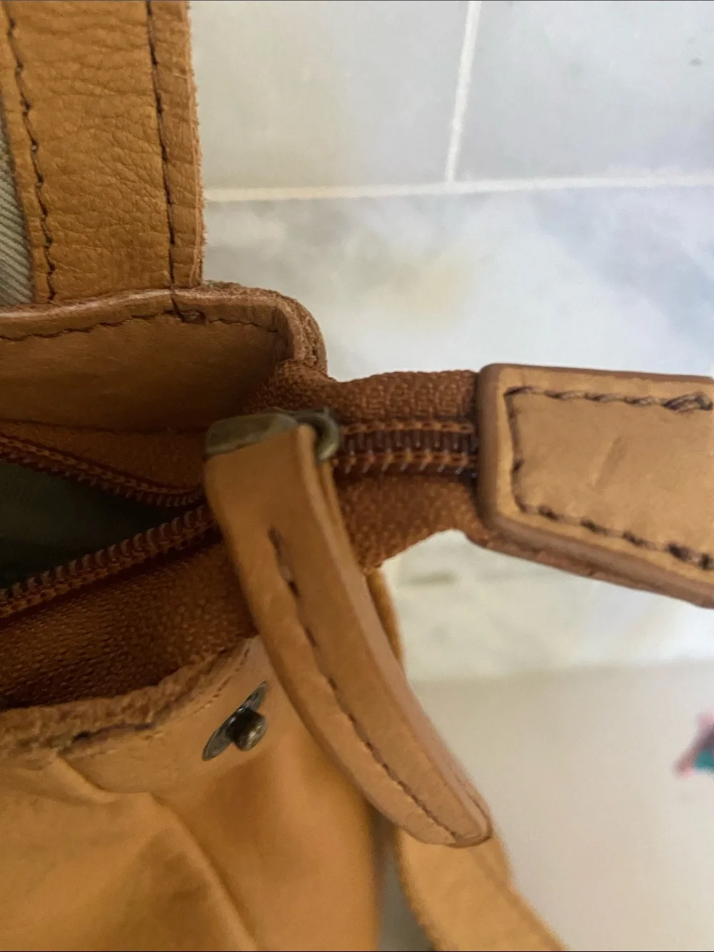 Tan Leather Daypack Backpack